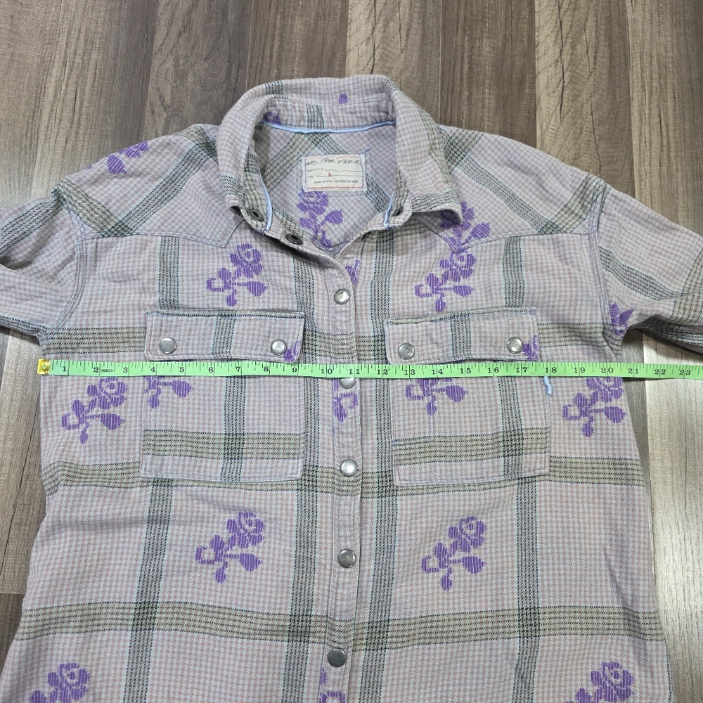 Free People We The Free Visby 100% Cotton Plaid Flannel Top w/Flap Pockets. S - Picture 8 of 8